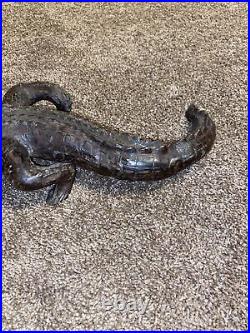Vintage Bronze Brass Alligator Crocodile 20 Statue Sculpture Figure Art Garden