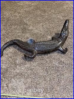 Vintage Bronze Brass Alligator Crocodile 20 Statue Sculpture Figure Art Garden