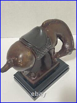 Vintage Bronze / Brass Chinese Tang Horse Statue Heavy Flamed Patina Finish
