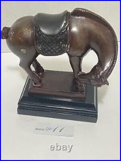 Vintage Bronze / Brass Chinese Tang Horse Statue Heavy Flamed Patina Finish