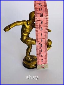 Vintage Bronze Brass Figure Statue Soccer Player Home Decor Solid Amazing 10 Cm