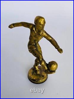 Vintage Bronze Brass Figure Statue Soccer Player Home Decor Solid Amazing 10 Cm