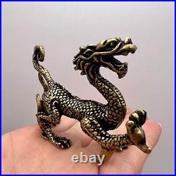Vintage Bronze Brass Miniature Dragon Collectible Home Decor Statue Figure