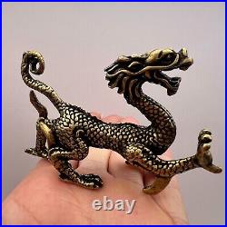 Vintage Bronze Brass Miniature Dragon Collectible Home Decor Statue Figure