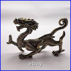 Vintage Bronze Brass Miniature Statue Figure Dragon Collectible Home Decor