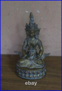 Vintage Bronze Brass Tibetan Buddha Deity Aparimita Statue Figurine 5.5