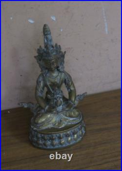 Vintage Bronze Brass Tibetan Buddha Deity Aparimita Statue Figurine 5.5
