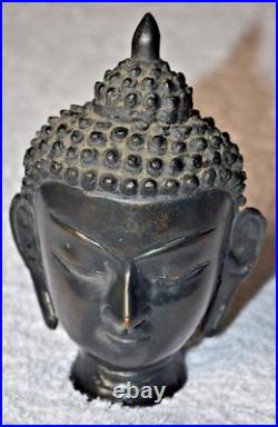 Vintage Buddha Head Bronze Brass Bust Statue Buddha 6 T