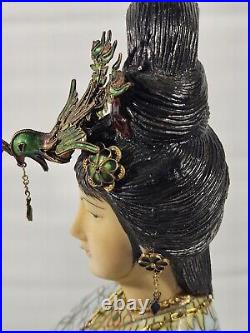 Vintage Chinese Cloisonne Enamel Brass Bronze Statue Figurine Woman