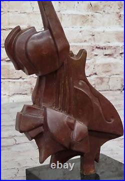 Vintage Collectible Bronze/brass Guitarist Signed Dali Guitar Statue On Base Nr