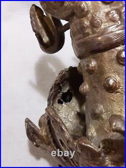 Vintage Heavy Brass Bronze Chinese Foo Dog Statue 4.69 Lbs