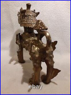 Vintage Heavy Brass Bronze Chinese Foo Dog Statue 4.87 Lbs R