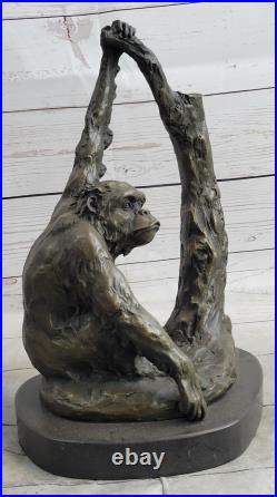Vintage Heavy Large Cast Brass Bronze Statue Figurine Monkey Sculpture 15 LBS