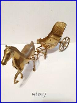 Vintage Horse Carriage Figurine Decorative Brass Statue Wagon Bronze Decor Gift