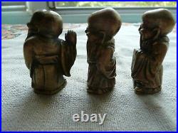 Vintage Hot Cast Chinese Brass/Bronze 3 Wise Men, Fu, Lu&Shou miniature statue, set