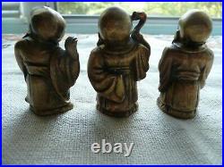 Vintage Hot Cast Chinese Brass/Bronze 3 Wise Men, Fu, Lu&Shou miniature statue, set