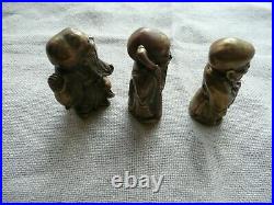 Vintage Hot Cast Chinese Brass/Bronze 3 Wise Men, Fu, Lu&Shou miniature statue, set