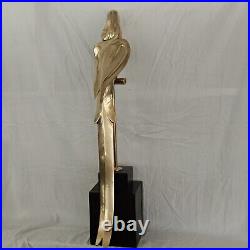 Vintage Life-Size Bronze Brass Macaw Parrot on Perch 39 Tall Sculpture