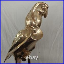 Vintage Life-Size Bronze Brass Macaw Parrot on Perch 39 Tall Sculpture