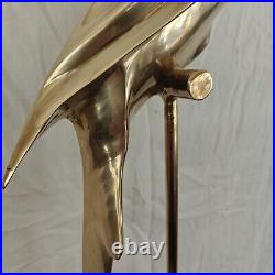 Vintage Life-Size Bronze Brass Macaw Parrot on Perch 39 Tall Sculpture