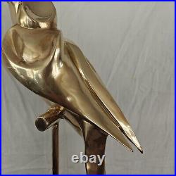 Vintage Life-Size Bronze Brass Macaw Parrot on Perch 39 Tall Sculpture