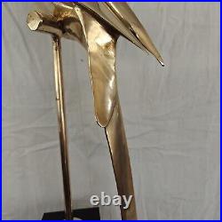 Vintage Life-Size Bronze Brass Macaw Parrot on Perch 39 Tall Sculpture