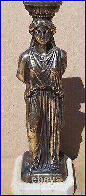 Vintage Old Antique Brass effect Statue Greek Goddess marble katyaptie 10tall