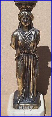 Vintage Old Antique Brass effect Statue Greek Goddess marble katyaptie 10tall