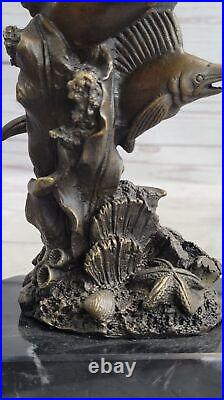 Vintage Original Collectible Brass Bronze Marlin Sailfish Cast Metal Statue Art