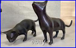 Vintage Set Of 2 Brass/Bronze Siamese Cats Statue Sculpture Art MCM
