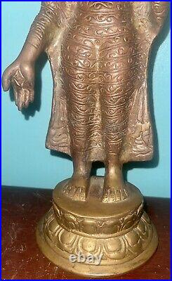 Vintage Solid BRONZE Brass Hindu God Statue Very Ornate Detailed Deity 11.5 Inch