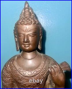 Vintage Solid BRONZE Brass Hindu God Statue Very Ornate Detailed Deity 11.5 Inch