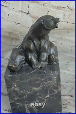 Vintage Style Metal Polar Bear Figurine Brass Bronze Brown Patina Sculpture Art