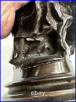 Vintage Victorian Lady Bronze Brass Statue Sculpture Holding Fan 13 High