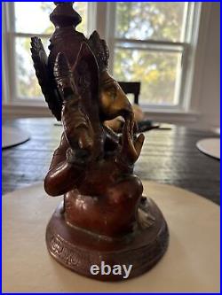 Vtg. Brass/Bronze 4 Arms Ganesha Elephant Hindu God Ganpati Idol Statue