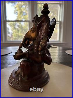 Vtg. Brass/Bronze 4 Arms Ganesha Elephant Hindu God Ganpati Idol Statue