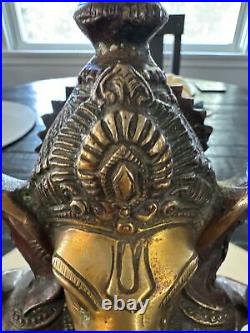 Vtg. Brass/Bronze 4 Arms Ganesha Elephant Hindu God Ganpati Idol Statue