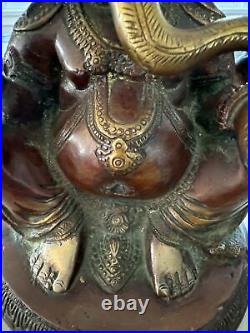 Vtg. Brass/Bronze 4 Arms Ganesha Elephant Hindu God Ganpati Idol Statue