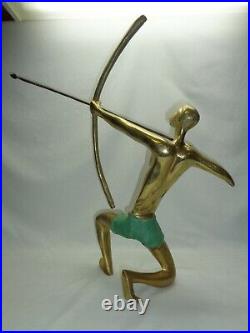 Vtg Bronze Brass Tribal Warrior Archer African Bow Hunter Mcm Hagenauer Style