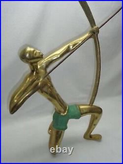 Vtg Bronze Brass Tribal Warrior Archer African Bow Hunter Mcm Hagenauer Style