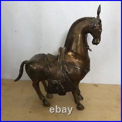 Vtg Horse Statue Heavy Bronze Brass Sculpture Metal Trojan Armored Horse