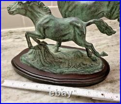 Wild Horses Statue Toyo Verdigris Bronze/Brass Nature's Bounty Collection EUC